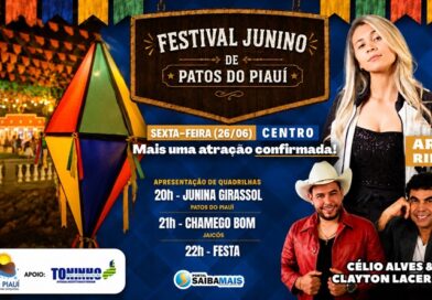 Mais uma atração confirmada: Ariela Ribeiro é anunciada para o Festival Junino de Patos do Piauí nesta sexta (26)