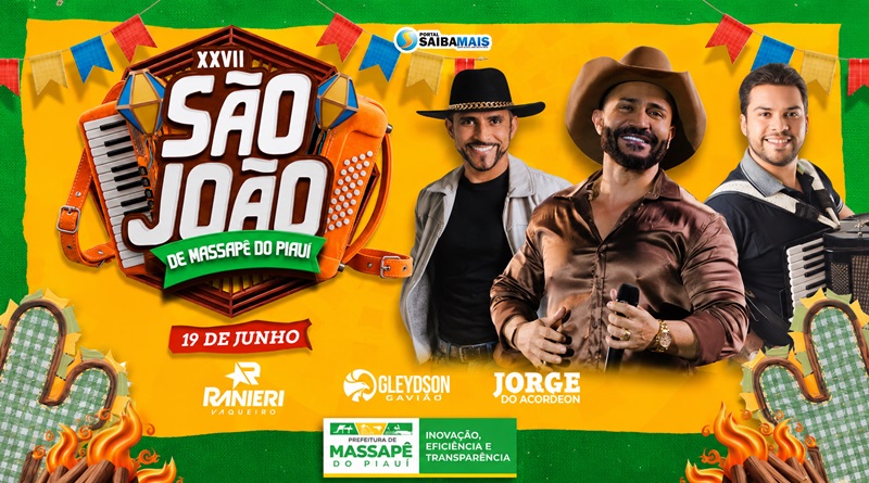 São João de Massapê do Piauí terá shows de Ranieri Vaqueiro, Gleydson Gavião e Jorge do Acordeon no dia 19 de junho