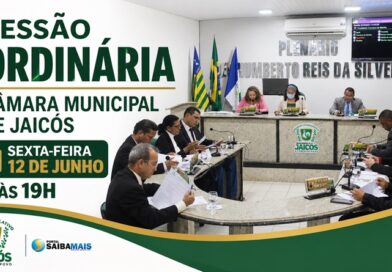 Projetos sobre absorventes nas escolas, crédito bancário, requerimentos e indicações integram pauta da Câmara de Jaicós para a sessão desta sexta (12)
