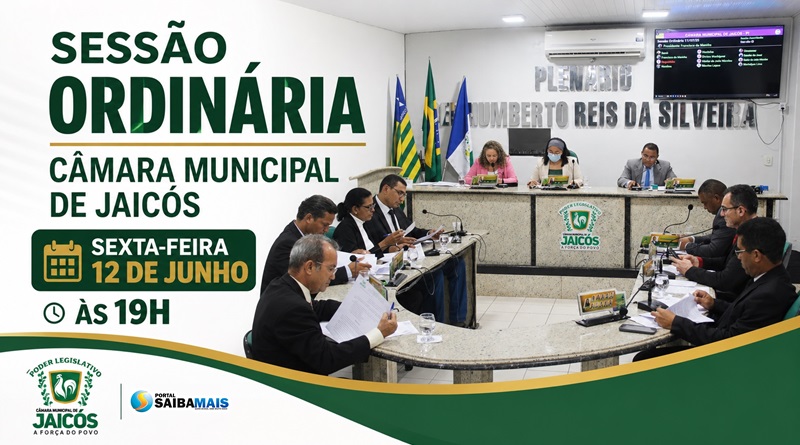 Projetos sobre absorventes nas escolas, crédito bancário, requerimentos e indicações integram pauta da Câmara de Jaicós para a sessão desta sexta (12)