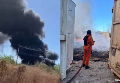 Incêndio de grandes proporções atinge fábrica de recicláveis em Picos