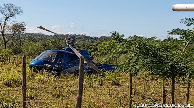 Helicóptero faz pouso forçado em quintal de casa na zona rural do Piauí