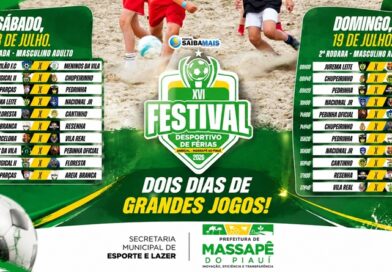 Prefeitura de Massapê do Piauí divulga tabela dos jogos dos dois primeiros dias do XVI Festival Desportivo de Férias, que começa hoje, sábado (18)