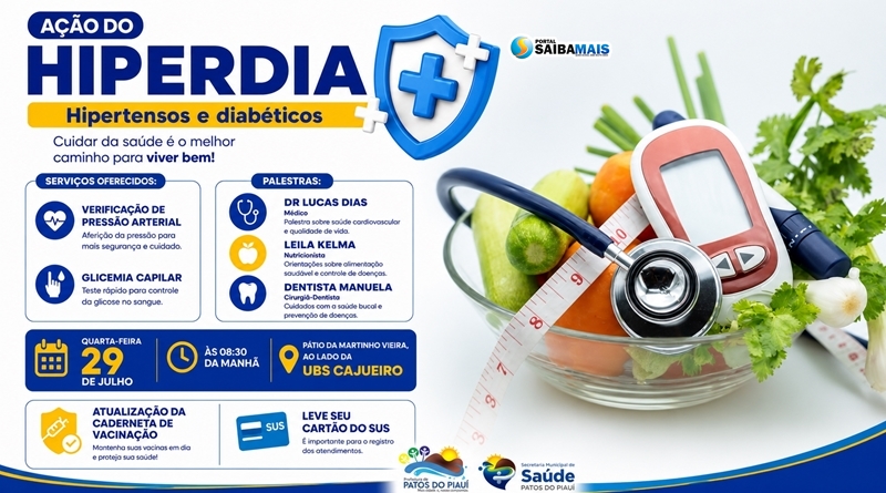 Ação do Hiperdia leva cuidados e prevenção para hipertensos e diabéticos no povoado Cajueiro, em Patos do Piauí, nesta quarta-feira (29)