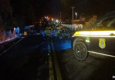 Acidente entre caminhão e carreta seguido de tombamento interdita trecho da BR-316 em Francisco Macêdo