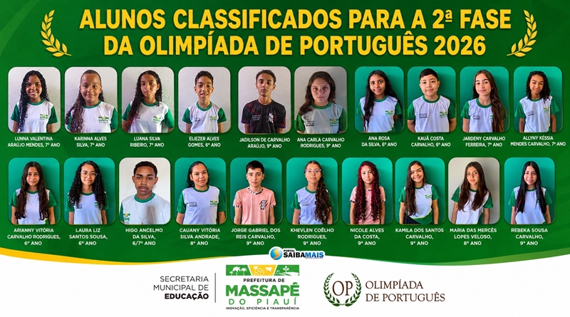 Estudantes da rede municipal de Massapê do Piauí avançam para a 2ª fase da Olimpíada de Português